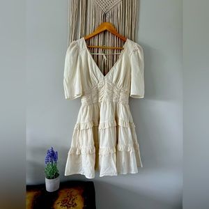 NEVER WORN; American Eagle US Small Ruffled Cream/Off-White Dress